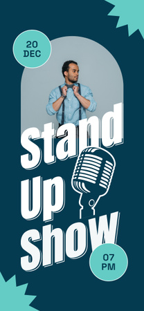 Stand-up-shown mainos mikrofonin ja miehen kanssa Snapchat Geofilter Design Template