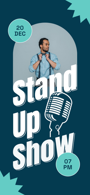 Promo of Stand-up Show with Microphone and Man Snapchat Geofilter Modelo de Design