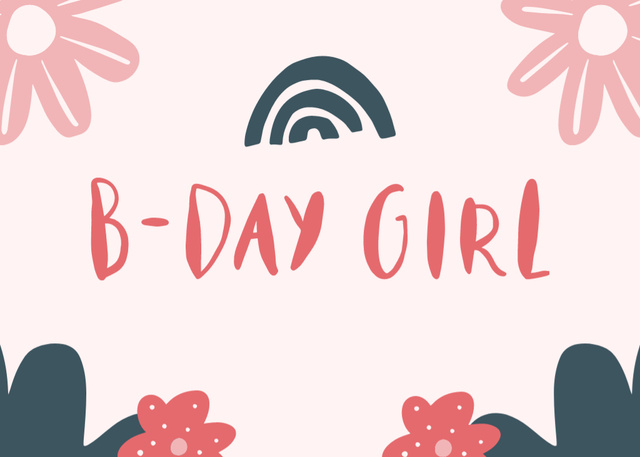 Doodle Greeting to a B-Day Girl Postcard 5x7in Design Template