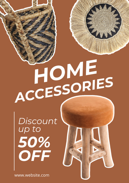 Home Accessories Discount Orange Poster Design Template