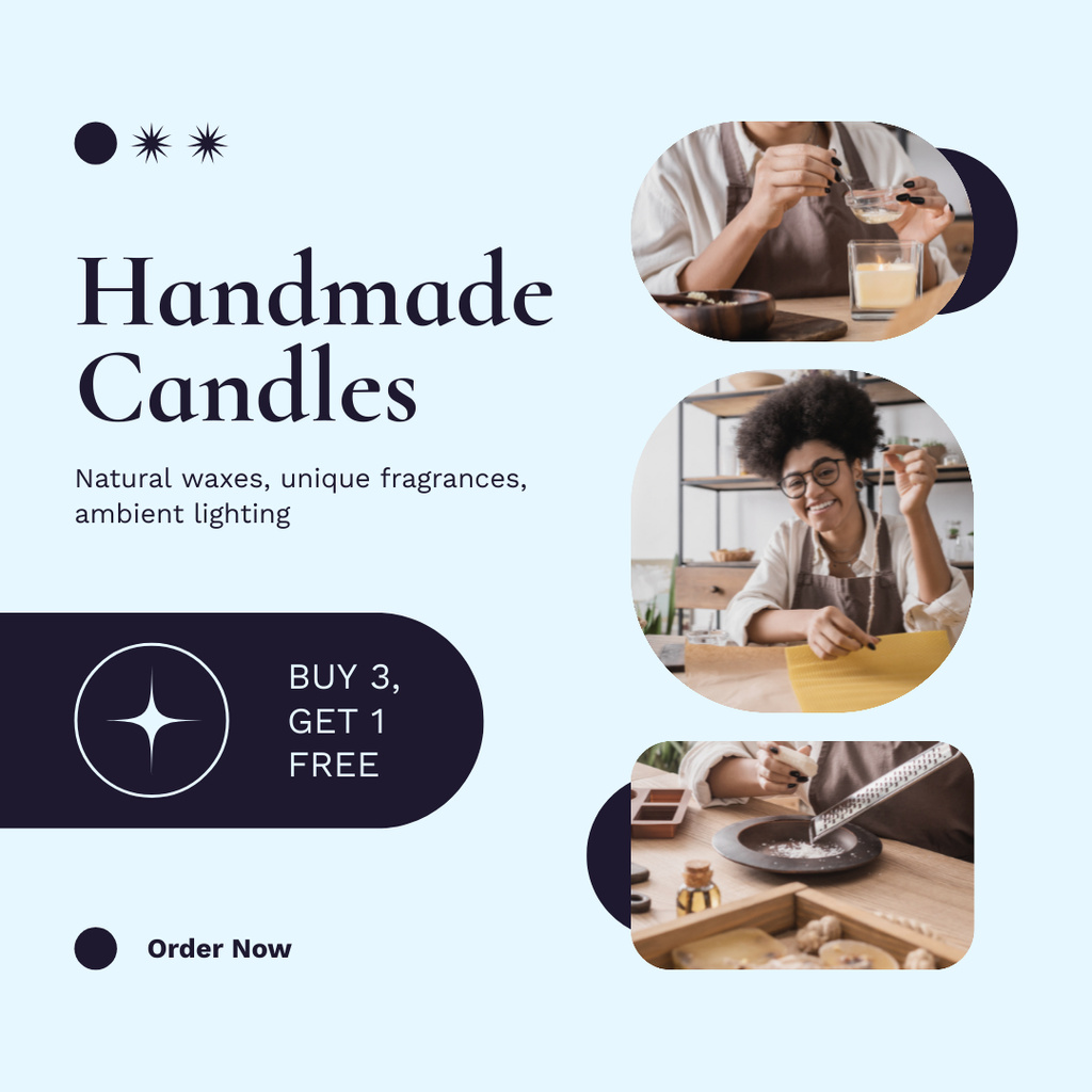 Ontwerpsjabloon van Instagram AD van Offering Handmade Candles from African American Craftswoman