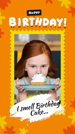 Cupcake delicioso e parabéns pelo aniversário da criança Instagram Video Story Modelo de Design