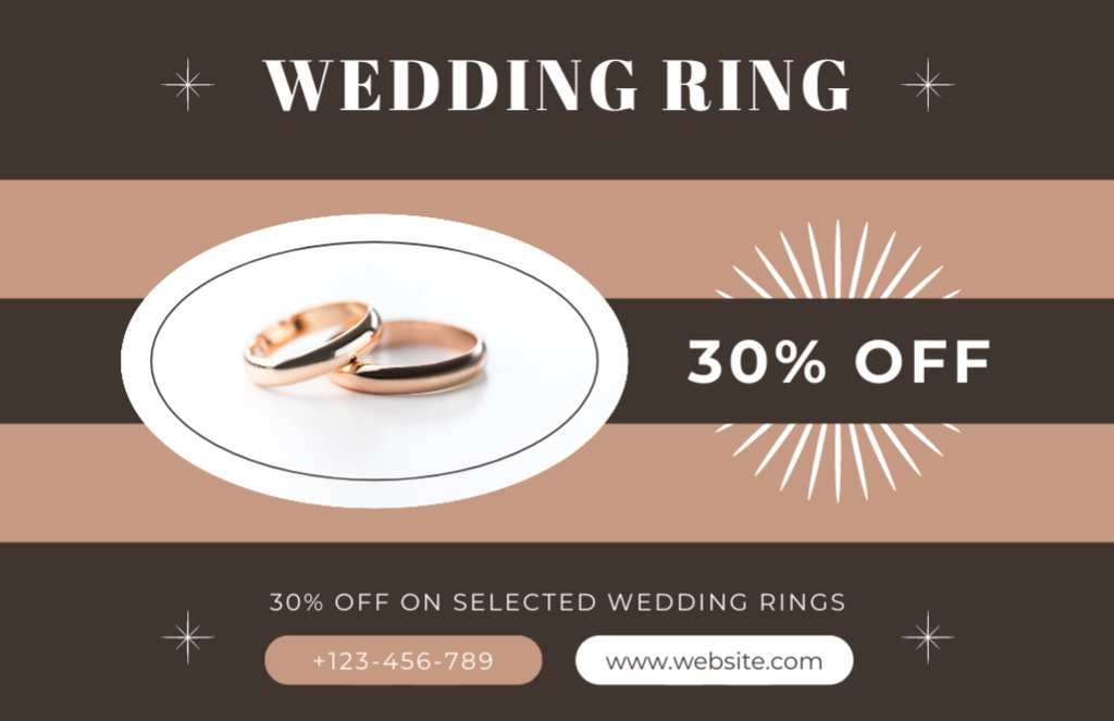 Discount on Wedding Rings on Brown Thank You Card 5.5x8.5in Design Template