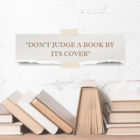 Wise Life Quote with Books Instagram Design Template
