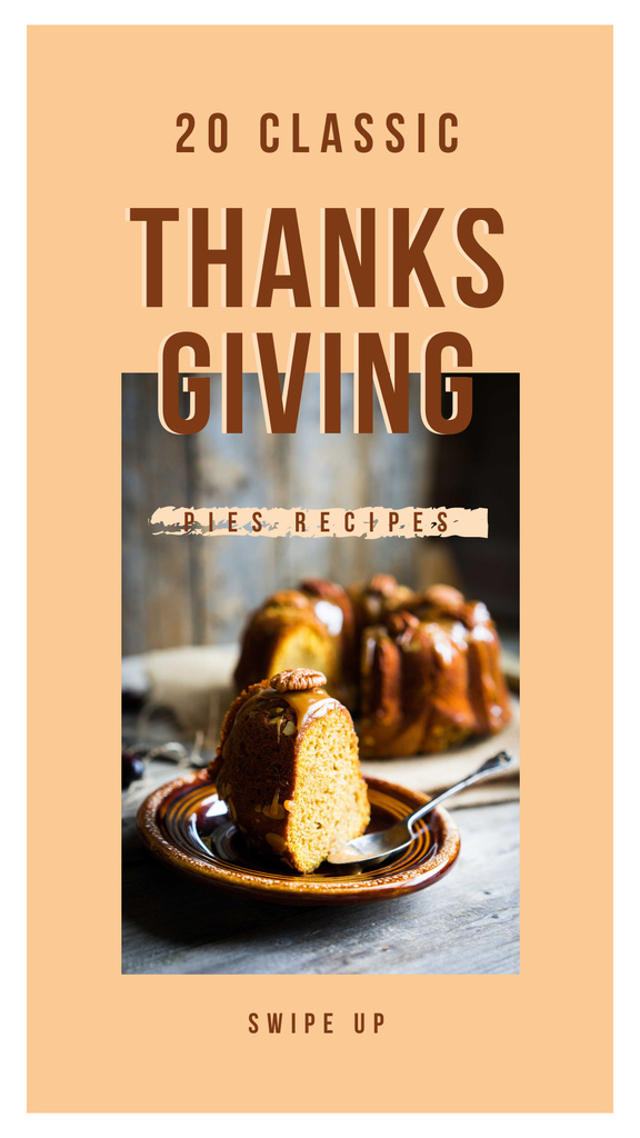 Designvorlage Baked pumpkin Thanksgiving pie für Instagram Story