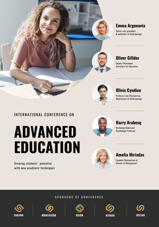 Education Conference Announcement with Girl in Graduation Cap Poster 28x40in Modelo de Design