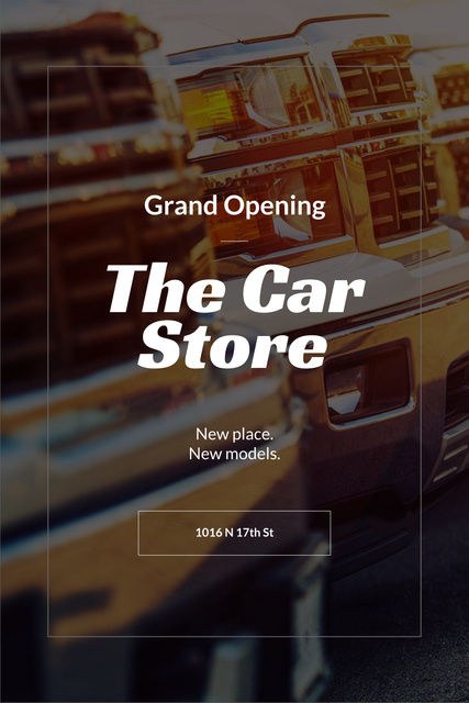 Opening Announcement for car store Pinterest Modelo de Design