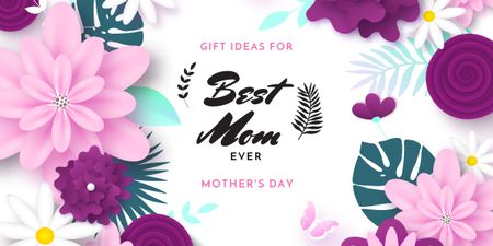 Modèle de visuel joyeuse fête des mères salut sur les fleurs - Image