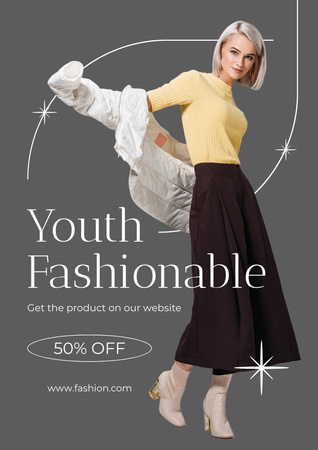 Young Woman in Stylish Clothes Poster A3 Tasarım Şablonu