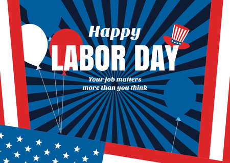 USA Labor Day celebration Postcard Design Template