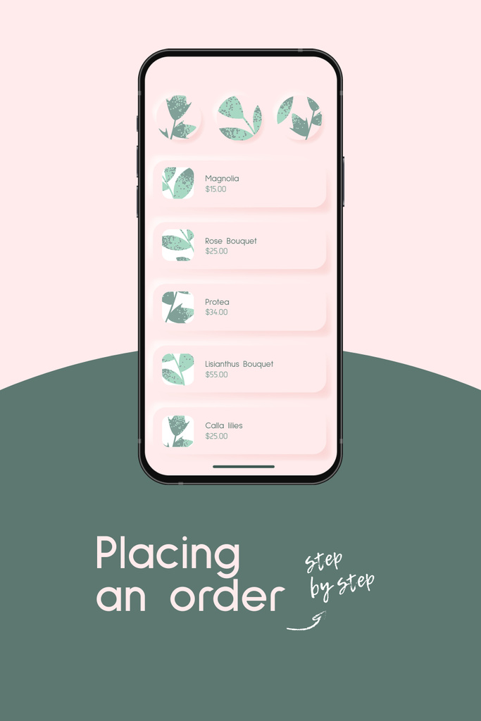 Designvorlage Flowers Order on Phone Screen für Pinterest