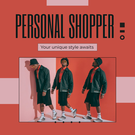 Designvorlage Erfahrenes Shopper-Serviceangebot mit Slogan in Rot für Animated Post