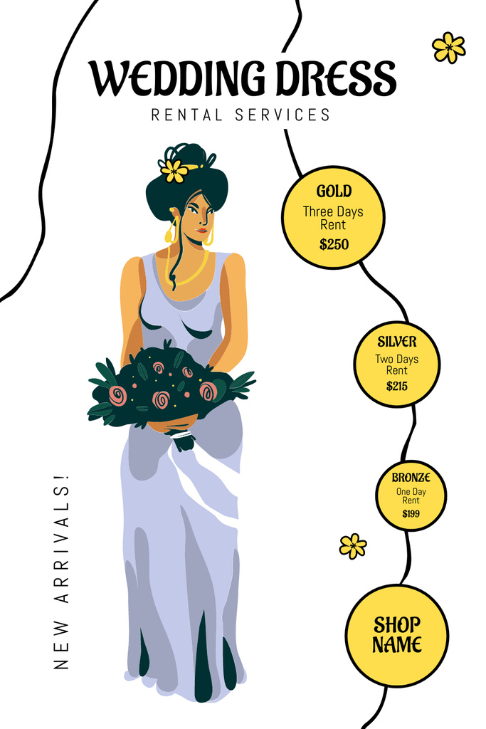 Modèle de visuel New Wedding Dress Rental Service Offer - Pinterest