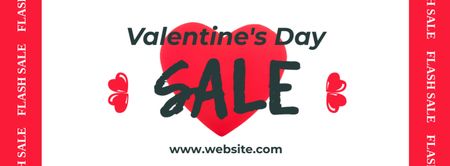 Valentine's Day Sale Announcement with Red Heart Facebook cover Design Template