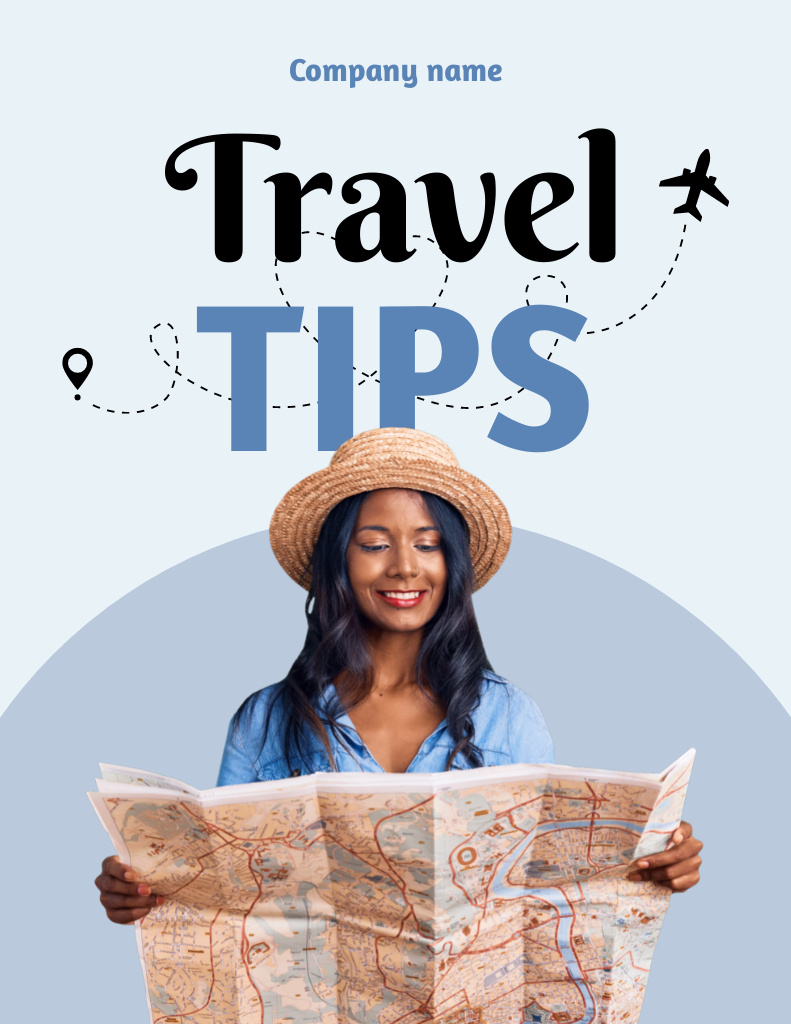 Designvorlage Travel Tips from Women with Map für Flyer 8.5x11in