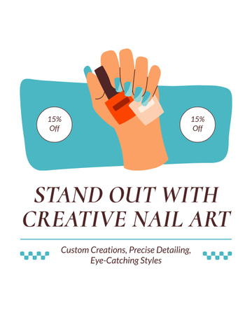 Προσφορά Δημιουργικής Υπηρεσίας Nail Salon Instagram Post Vertical Πρότυπο σχεδίασης