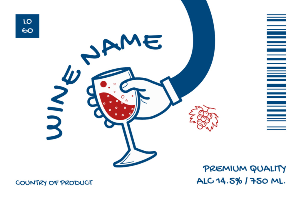 Exquisite Wine In Glass Promotion In White Label Πρότυπο σχεδίασης