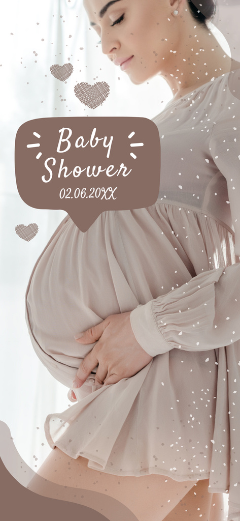 Baby Shower Party Invitation on Beige Snapchat Moment Filter Design Template