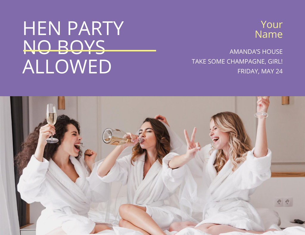 Plantilla de diseño de Hen Party Ad with Happy Young Women Flyer 8.5x11in Horizontal 