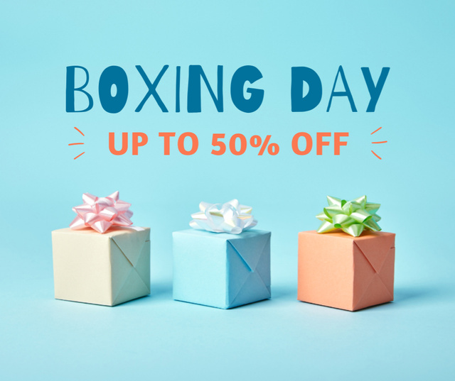 Sale Announcement with Gift Boxes Facebook Modelo de Design