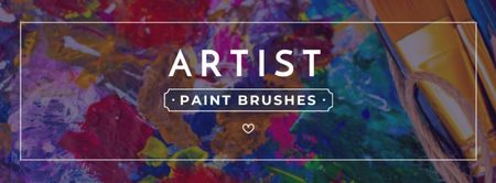 Paintbrushes Sale Offer with Colorful Painting Facebook cover Design Template