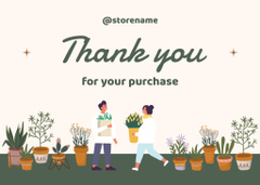 Thank You Message with Various Green Houseplants in Pots