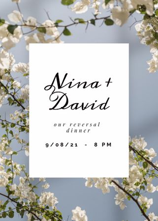 Rehearsal Dinner Announcement with Tender Branches Invitation Design Template