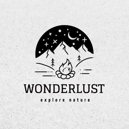 Designvorlage Wandertouristenclub mit Lagerfeuer für Logo