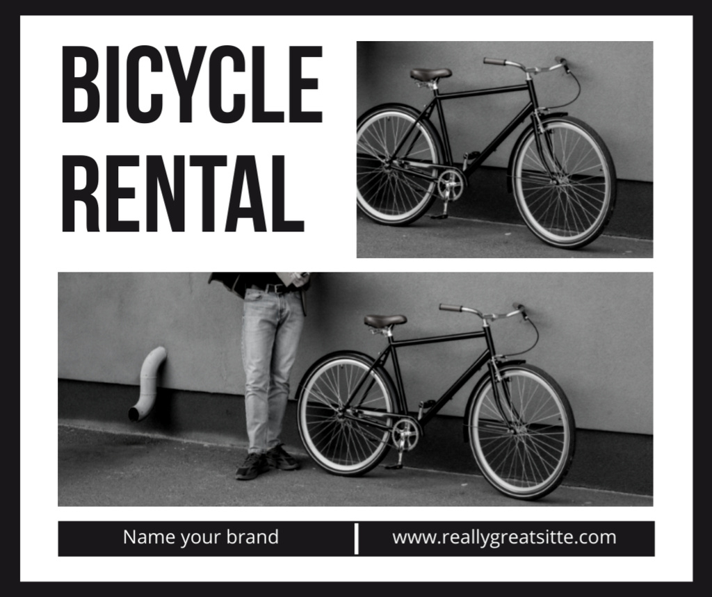 Designvorlage Rental Bikes Offer in Grey Collage für Facebook