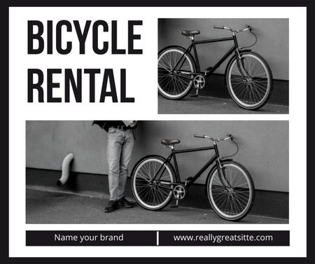 Oferta de aluguel de bicicletas em colagem cinza Facebook Modelo de Design