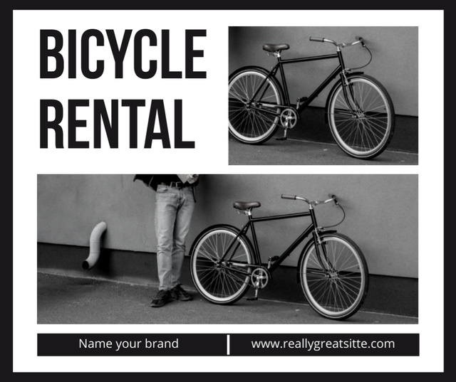 Rental Bikes Offer in Grey Collage Facebook Modelo de Design
