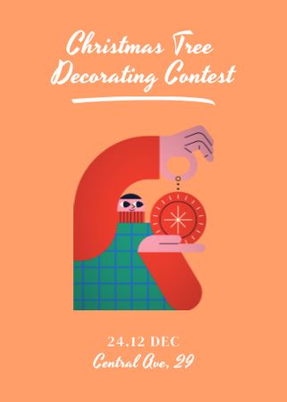 Ontwerpsjabloon van Invitation van Christmas Tree Decorating Contest Announcement