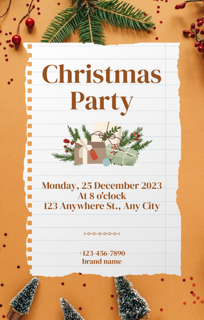Announcement of Christmas Celebration with Presents Invitation 4.6x7.2in Design Template