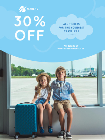 Platilla de diseño Tickets Sale with Kids in Airport Poster US