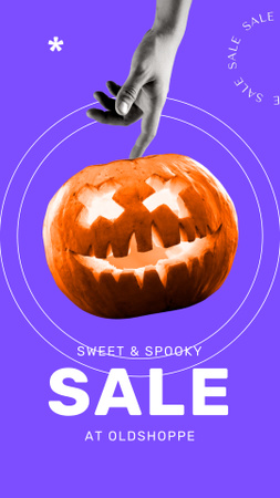 Halloween Sale Announcement with Spooky Pumpkin Instagram Video Story Design Template