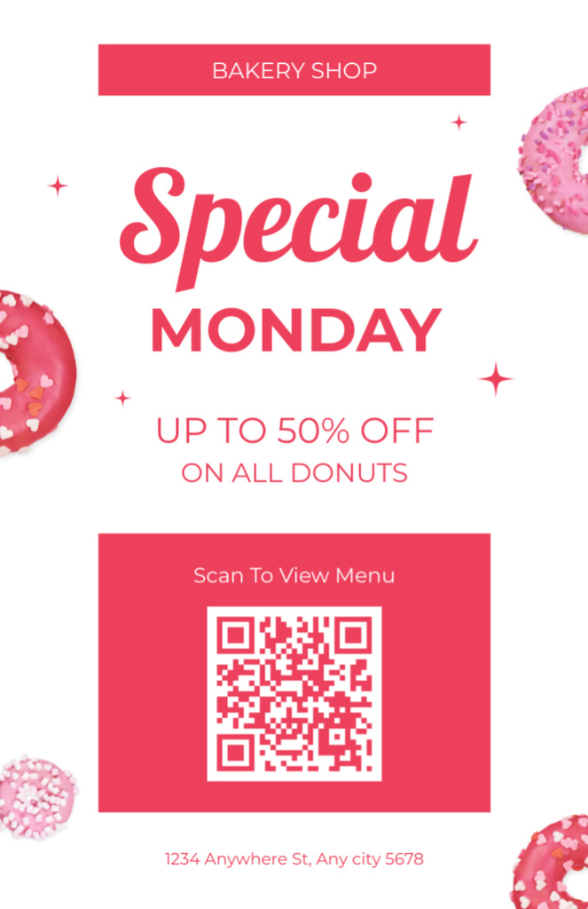 Special Monday Donuts Offer Recipe Card Design Template