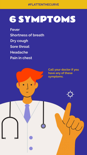 Platilla de diseño #FlattenTheCurve Coronavirus symptoms with Doctor's advice Instagram Video Story