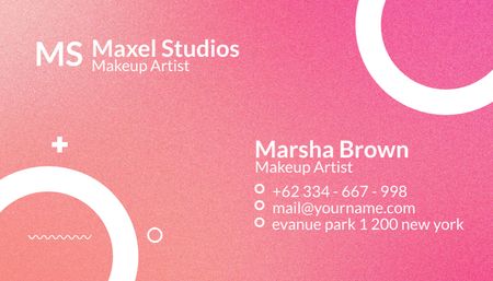 Anúncio de serviços de maquiadores em rosa Business Card US Modelo de Design