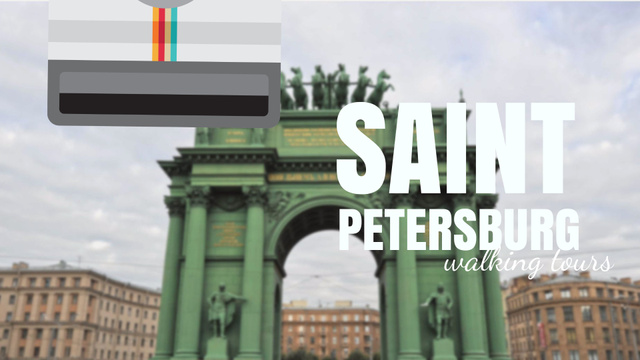 Saint Petersburg Narva Triumphal Arch Travelling Spot Full HD videoデザインテンプレート