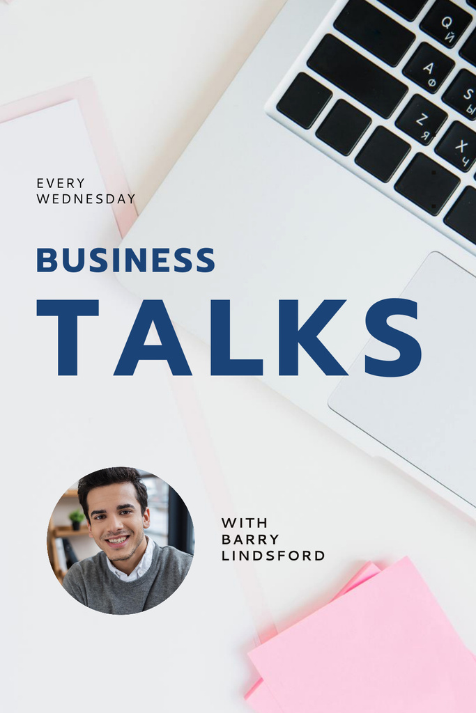 Szablon projektu Business Talk Announcement with Confident Businessman Pinterest
