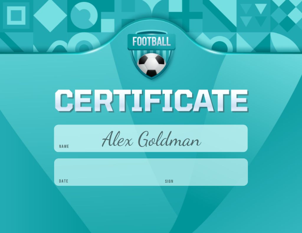 Sport Achievement Confirmation with Soccer Ball Certificate Πρότυπο σχεδίασης