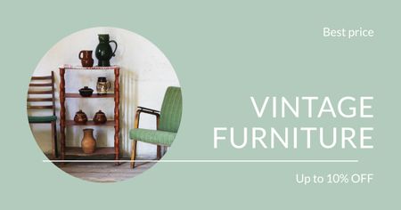 Ontwerpsjabloon van Facebook AD van Vintage Furniture Shop Ad Antique Cupboard