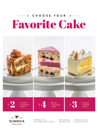 Bakery Ad with Assortment of Sweet Cakes Poster US Šablona návrhu