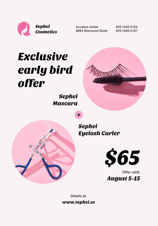 Cosmetics Sale with Mascara and Eyelash Curler Poster 28x40in Modelo de Design
