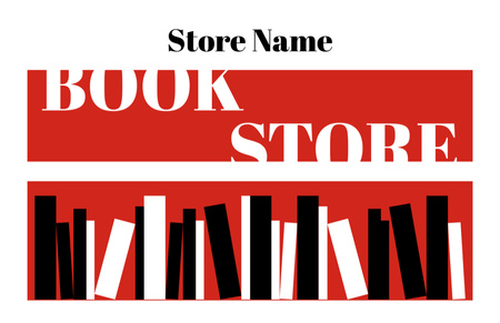 Bookstore Ad with Books on Shelves Business Card 85x55mm Tasarım Şablonu