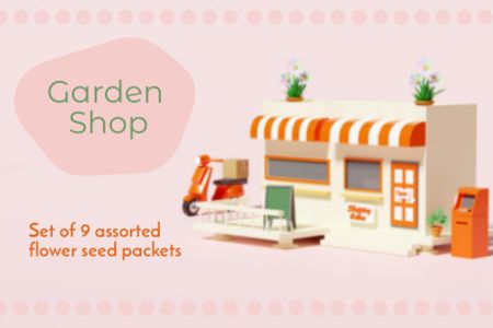 Garden Shop Ad Label Design Template