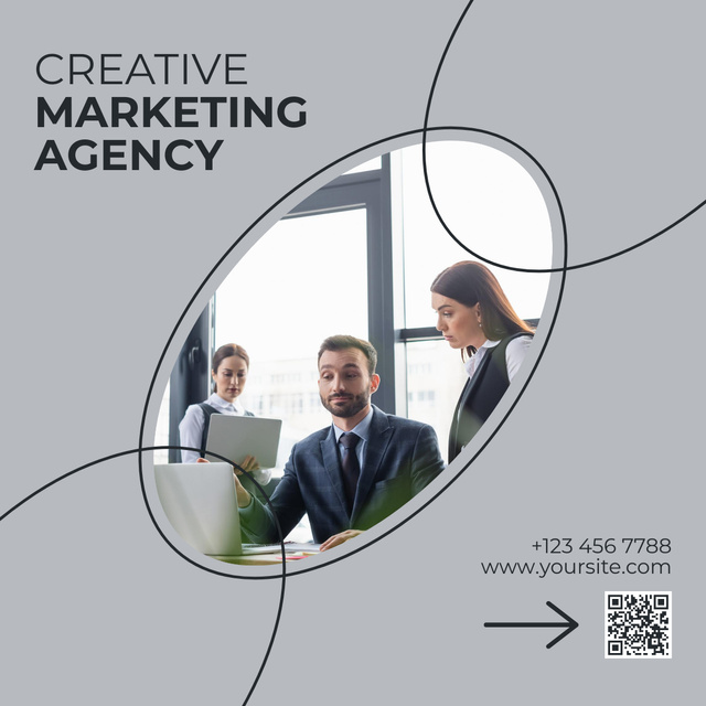 Creative Marketing Agency Services Offer on Grey LinkedIn post Πρότυπο σχεδίασης
