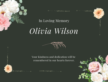 Deepest Condolence Message with Flowers Postcard 4.2x5.5in Design Template