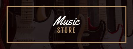 Music Store Services Offer with Various Guitars Facebook cover Design Template