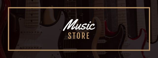 Music Store Services Offer with Various Guitars Facebook cover Modelo de Design